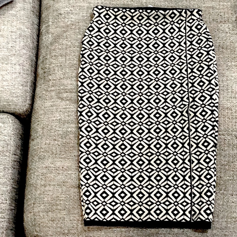 Black and white pencil skirt.